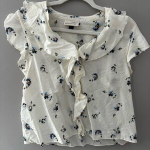 Universal Thread Floral Ruffle Blouse - Cream